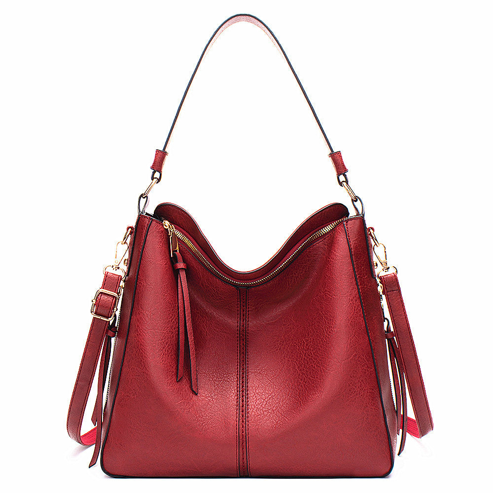 Women's red slouchy hobo shoulder bag