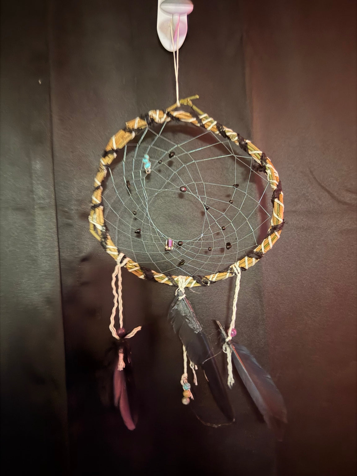 Rustic Dark Feather Dreamcatcher