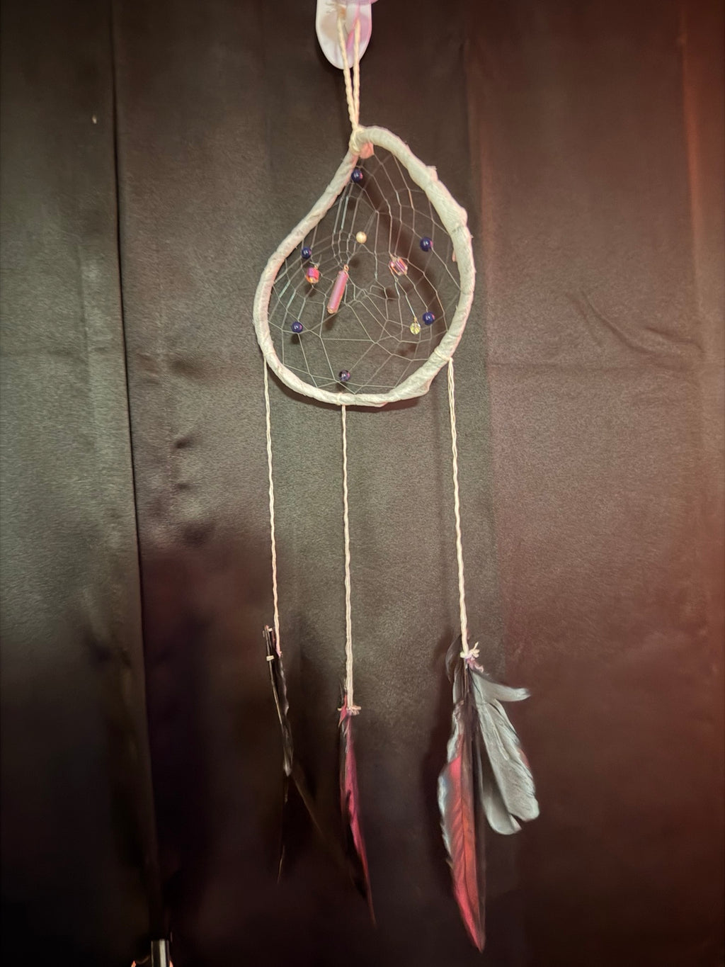 White Hoop & Purple Bead Dreamcatcher