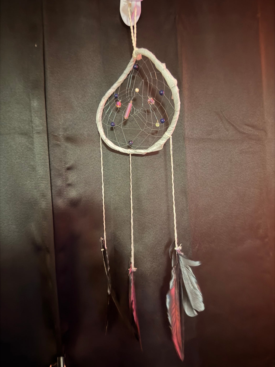 White Hoop & Purple Bead Dreamcatcher