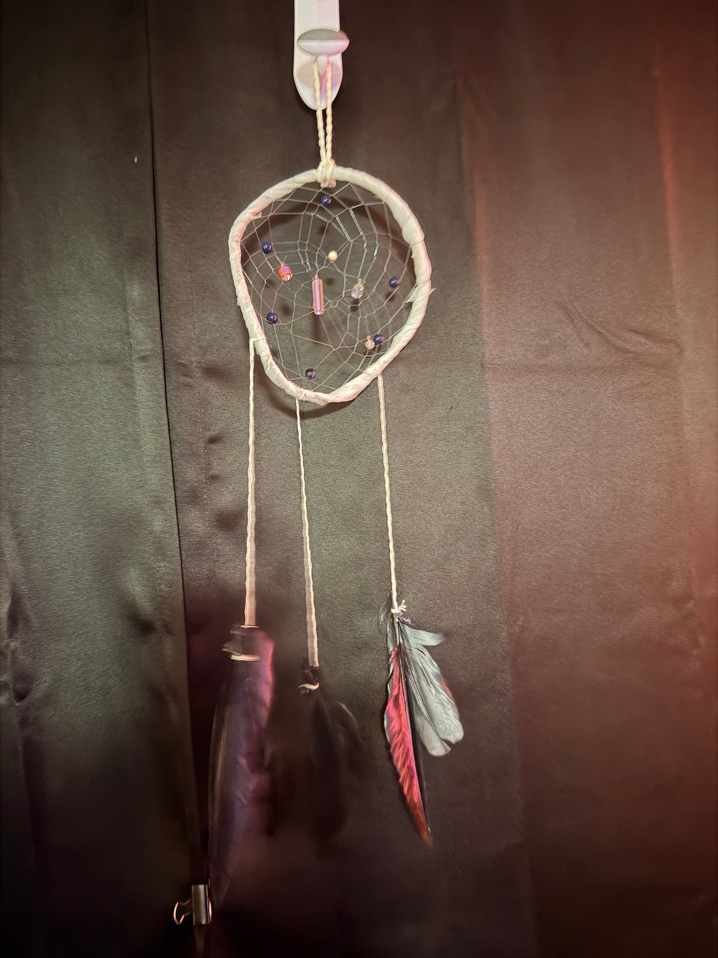 White Hoop & Purple Bead Dreamcatcher