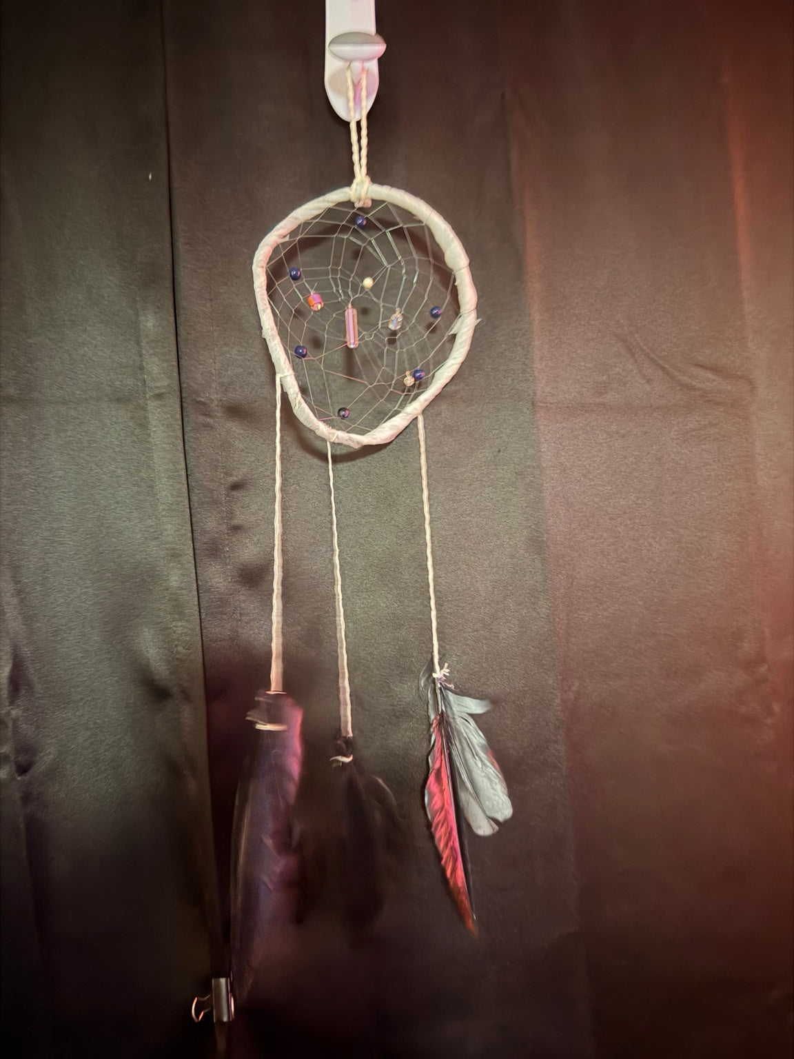 White Hoop & Purple Bead Dreamcatcher