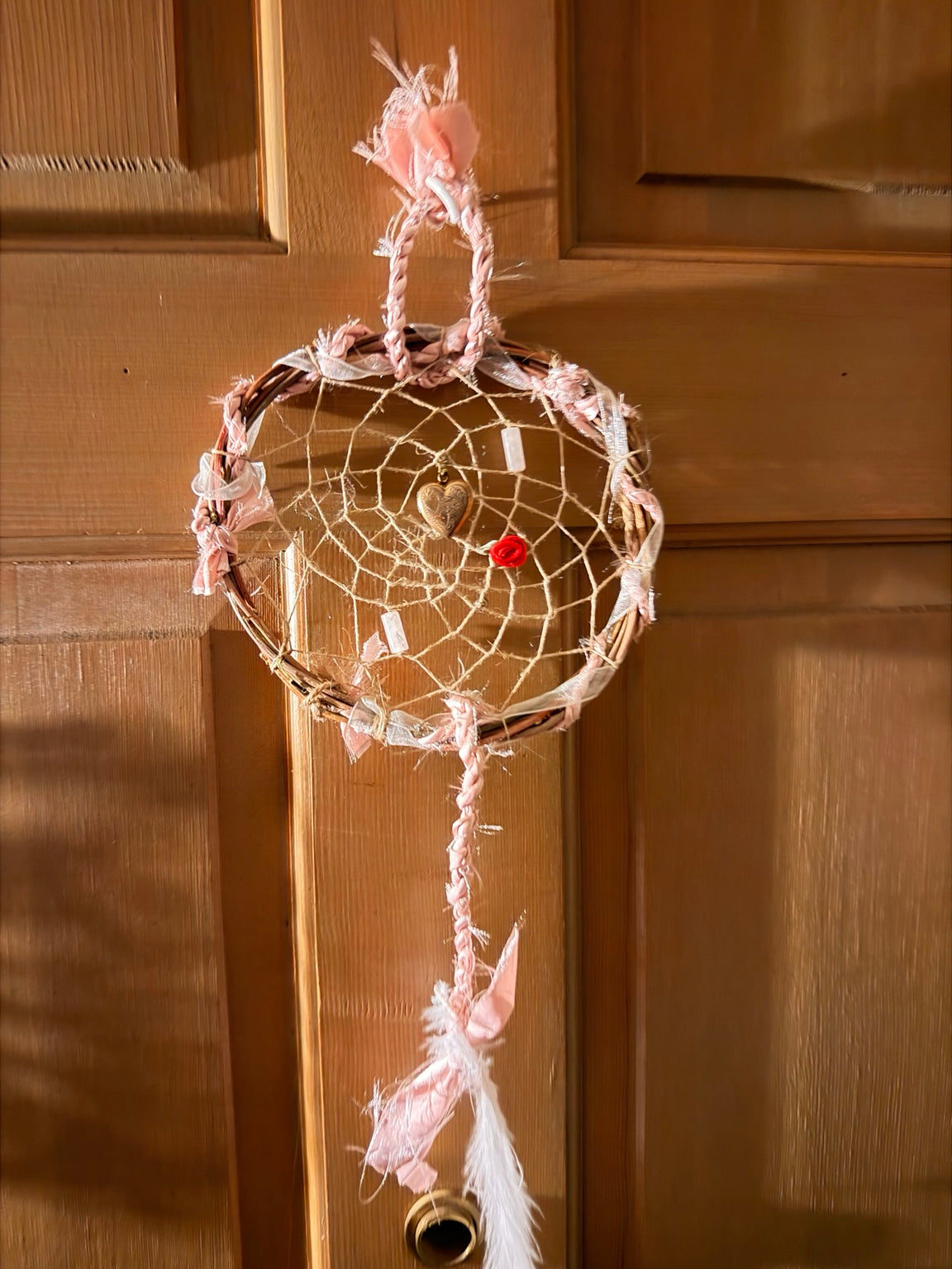 Pink Heart & Rose Dreamcatcher