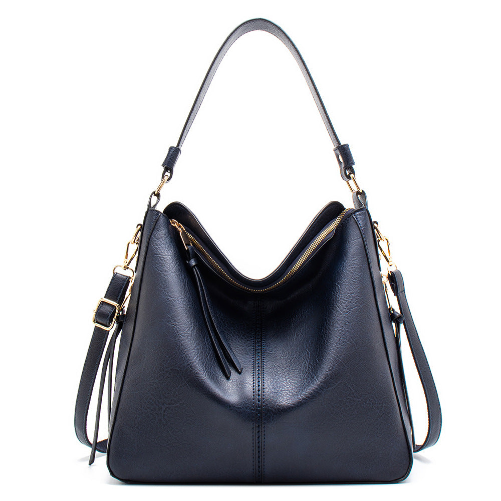 Women's blue slouchy hobo shoulder bag